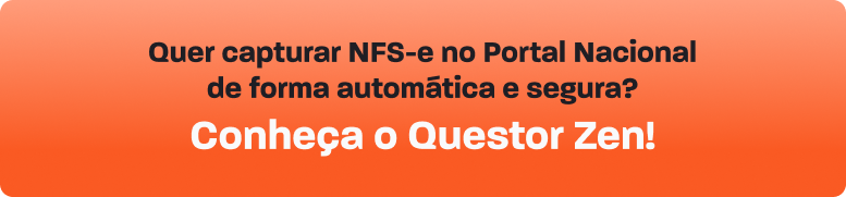 Banner promocional do Questor Zen, sistema de captura NFS-e no Portal Nacional, destacando facilidade, segurança e automação. Ideal para profissionais de prefeitura e município.