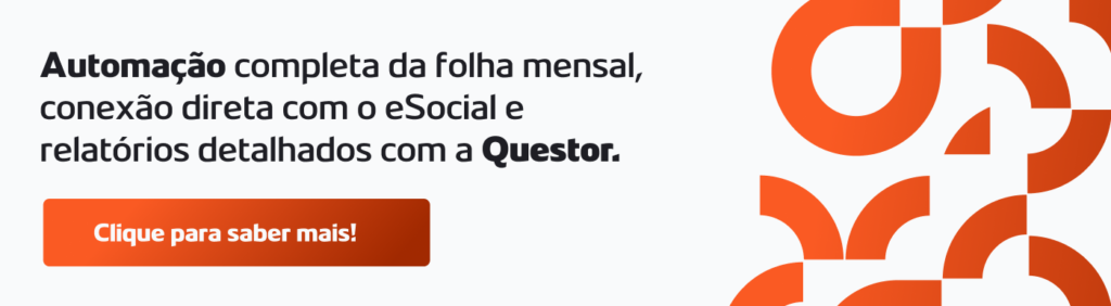 Tela de anúncio promocional destacando automação completa da folha de pagamento com conexão direta ao eSocial e relatórios detalhados com Questor.