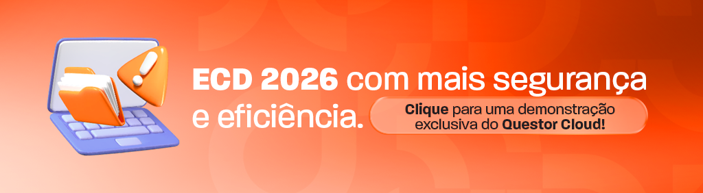 Imagem mostrando uma promoção do ECD 2026 com foco na segurança e eficiência, destacando uma demonstração exclusiva do Questor Cloud.